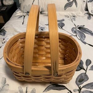 12x8 Charming Wood Woven 2 Handled Market Basket Boho Easter